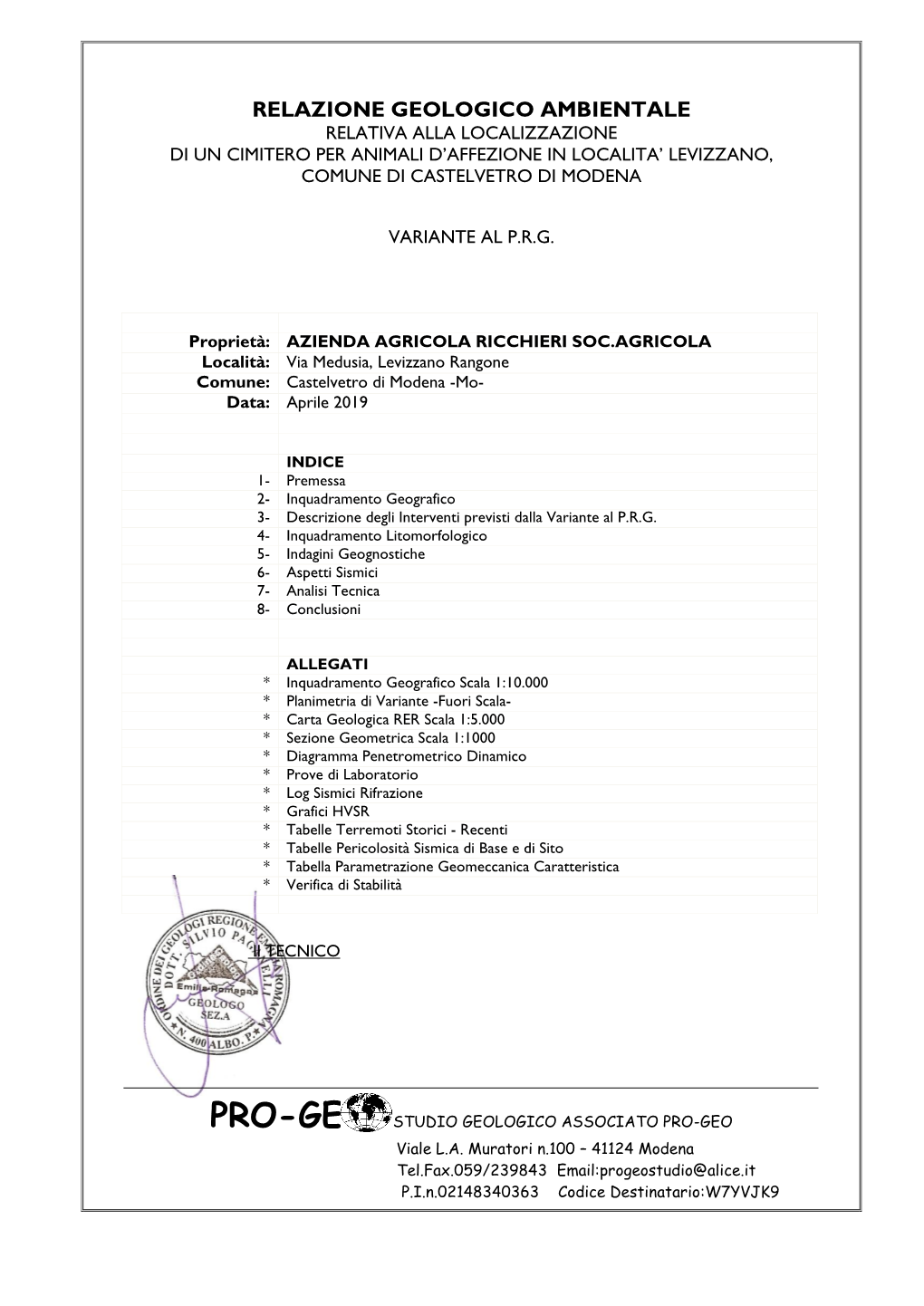 Relazione Geologica Ambientale