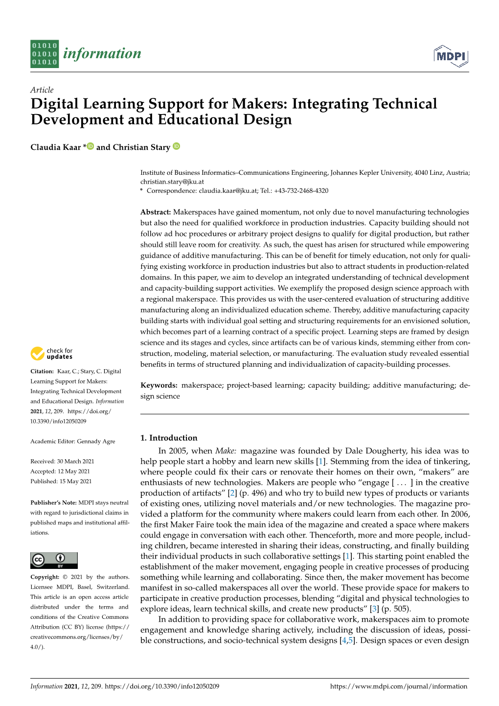 Digital Learning Support for Makers: Integrating Technical Development and Educational Design