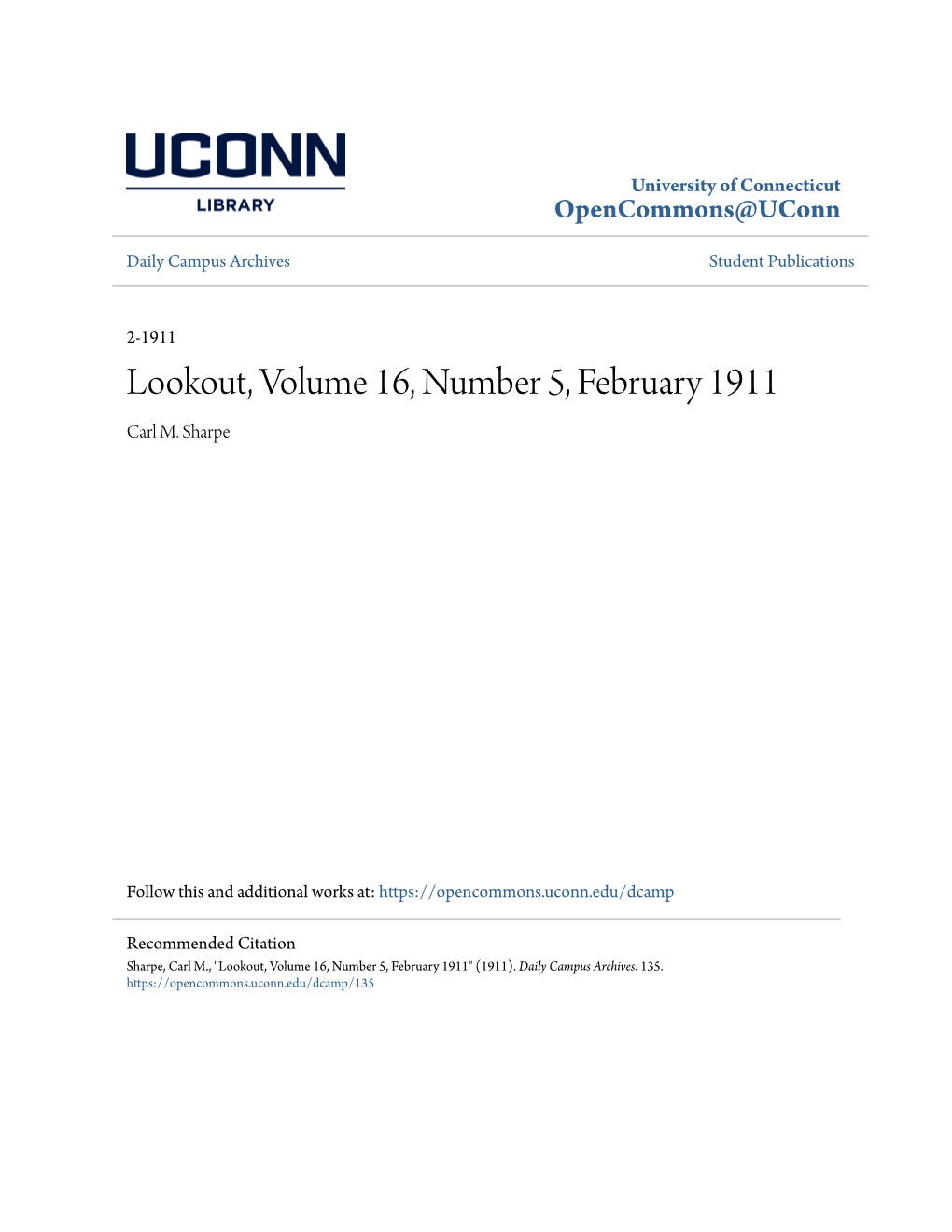 Lookout, Volume 16, Number 5, February 1911 Carl M