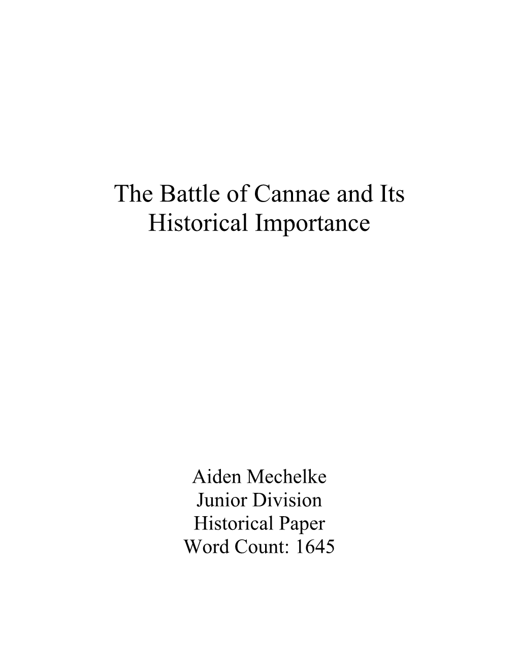 The Battle of Cannae and Its Historical Importance