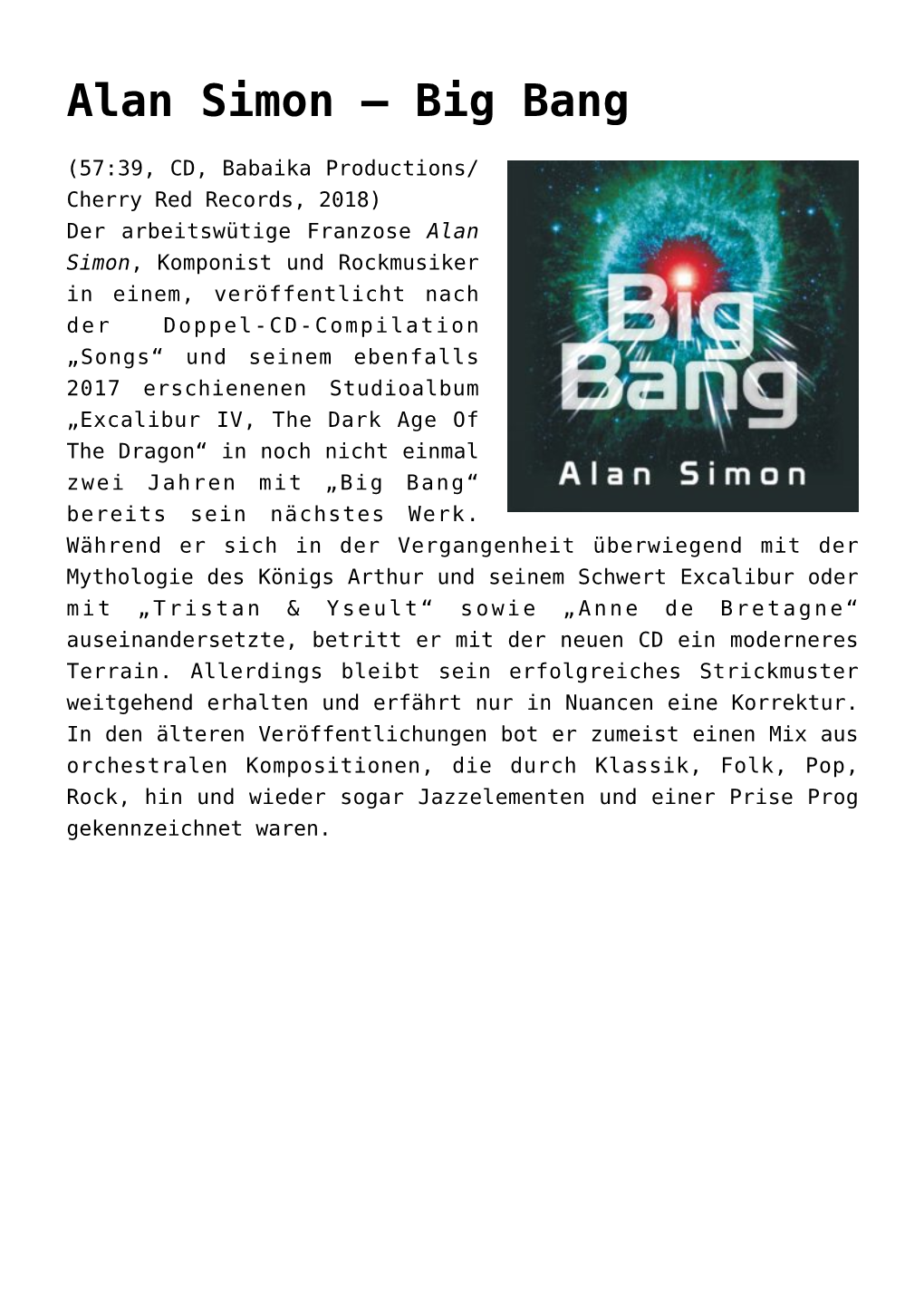 Alan Simon – Big Bang