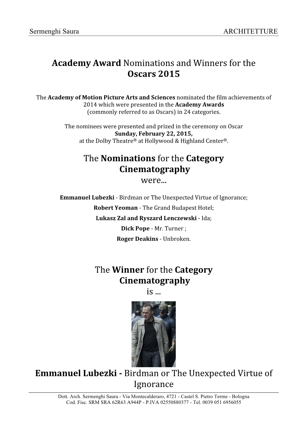 2-Oscar Best Cinematography 2015(Engl)