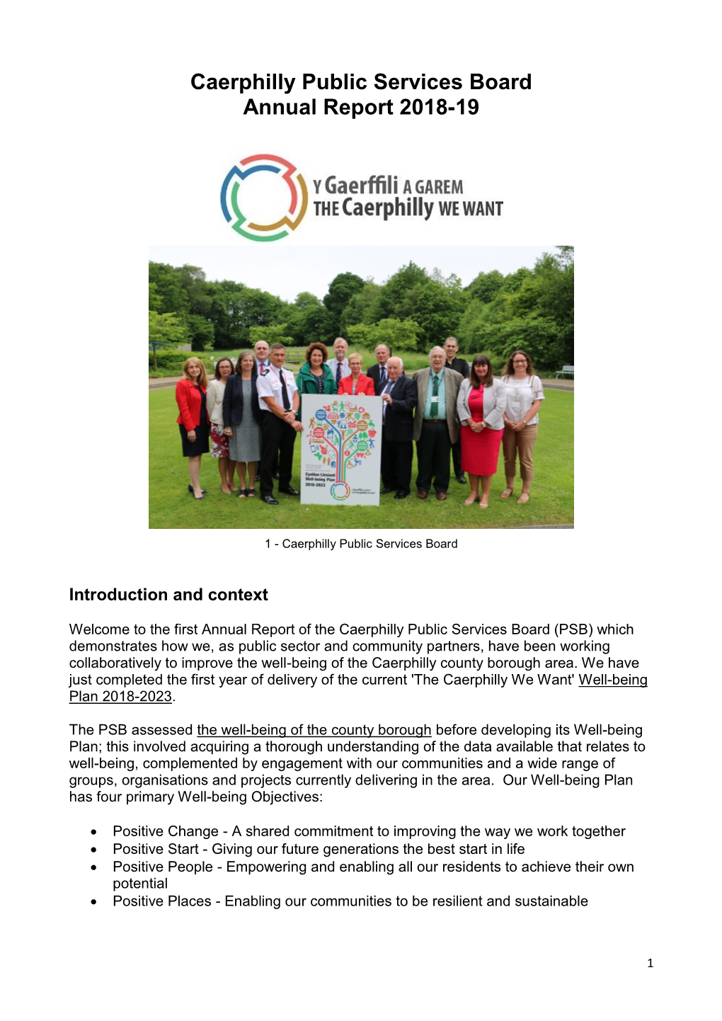 Caerphilly Public Services Board Annual Report 2018-19