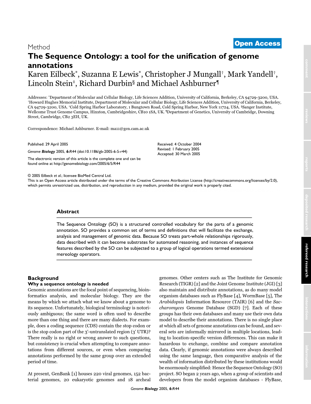 The Sequence Ontology