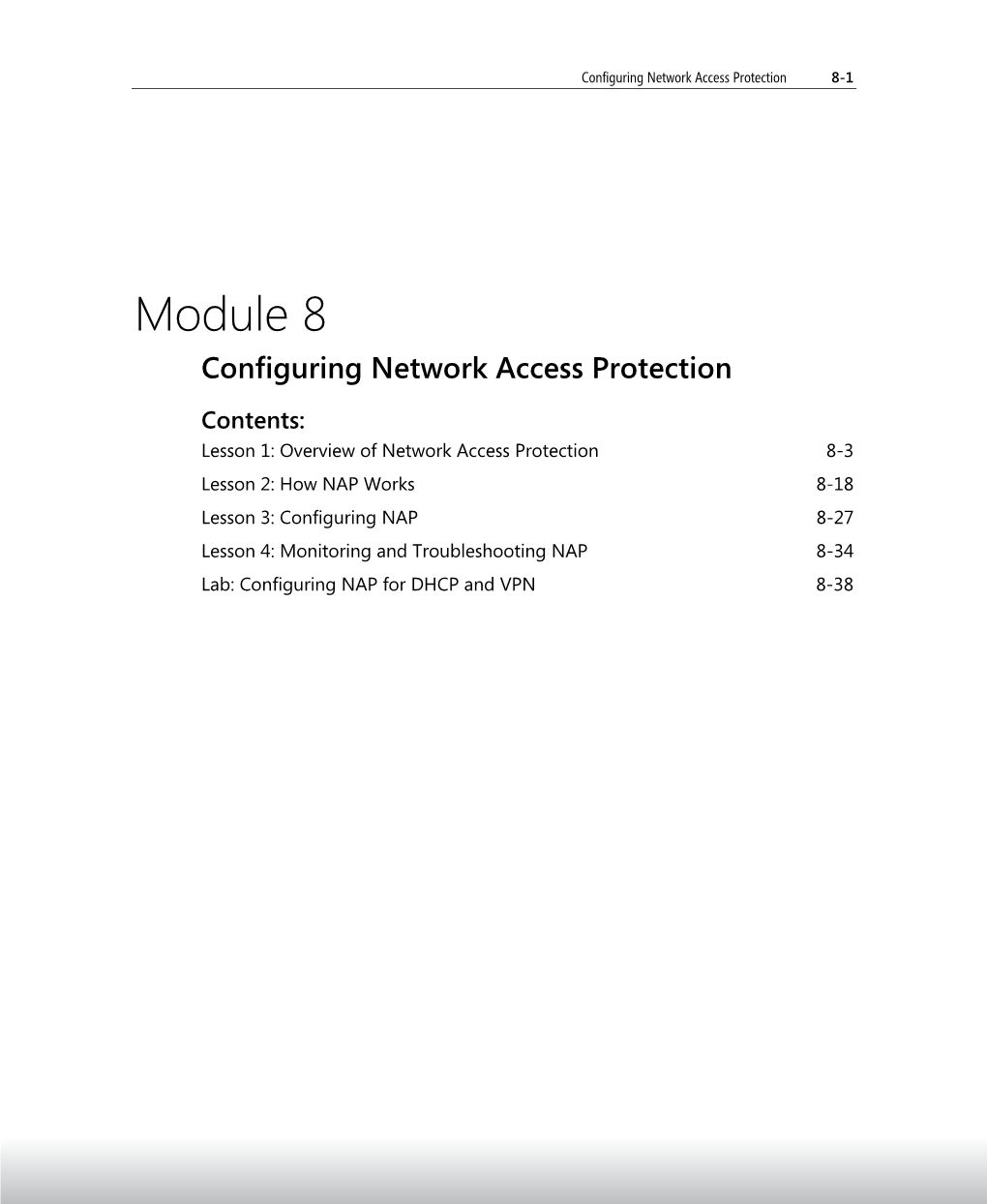 Configuring Network Access Protection 8-1