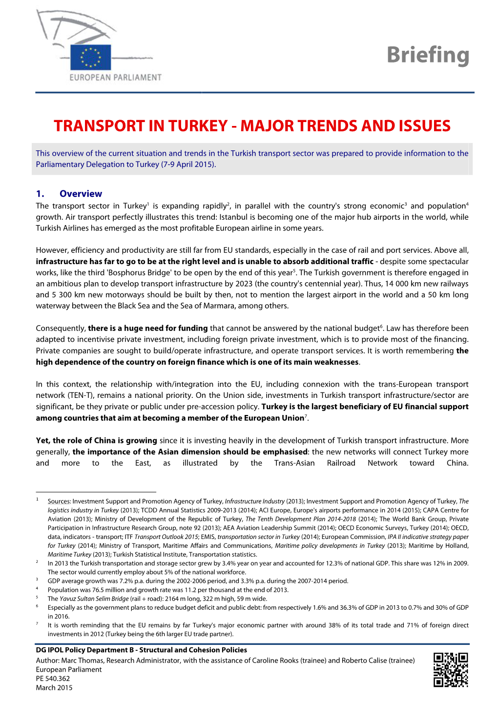 Transport in Turkey - Major Trends and Issues