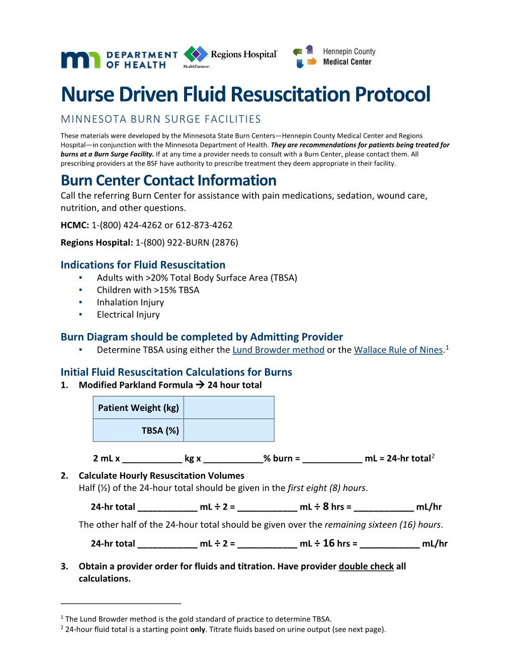Nurse Driven Fluid Resuscitation Protocol