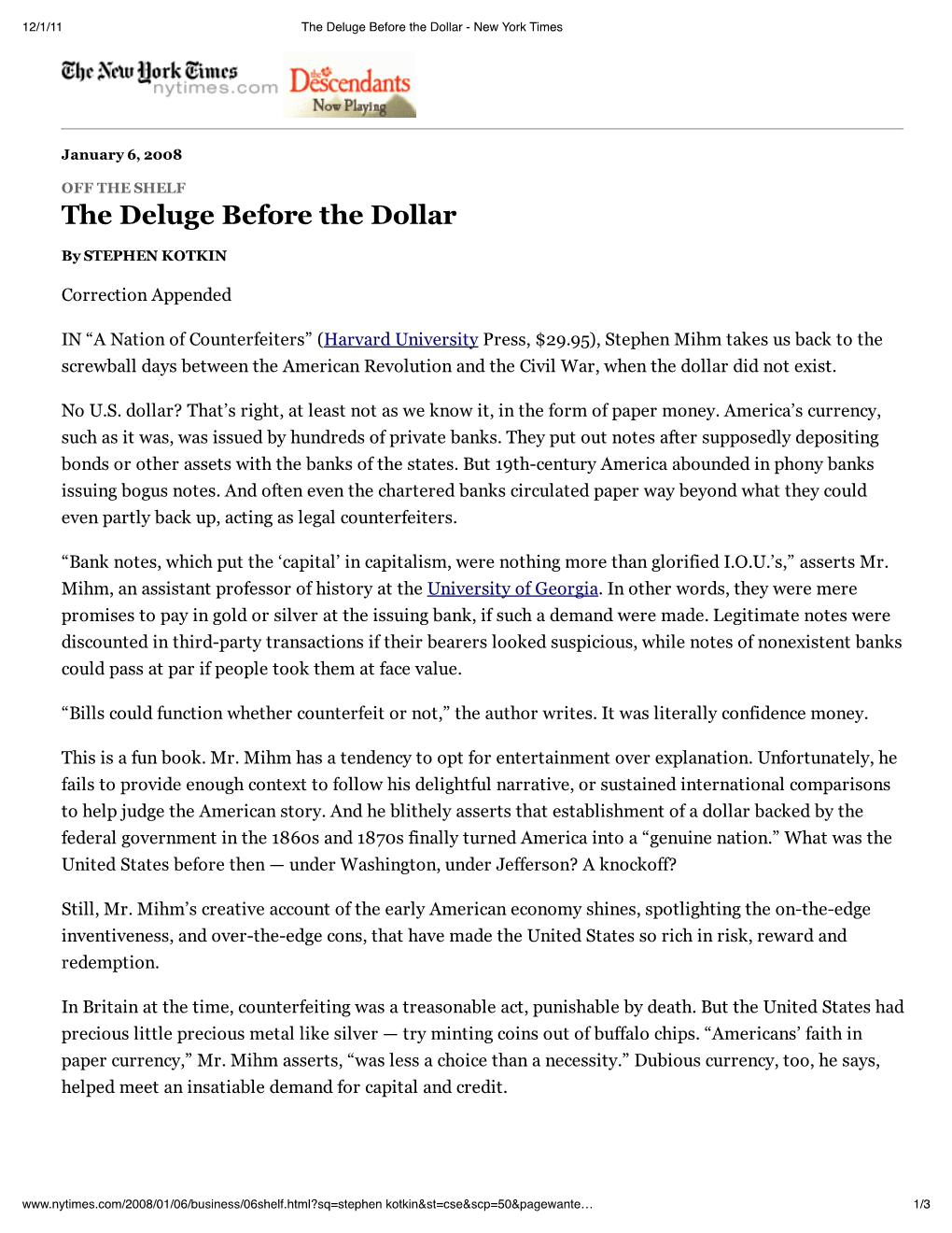 The Deluge Before the Dollar - New York Times