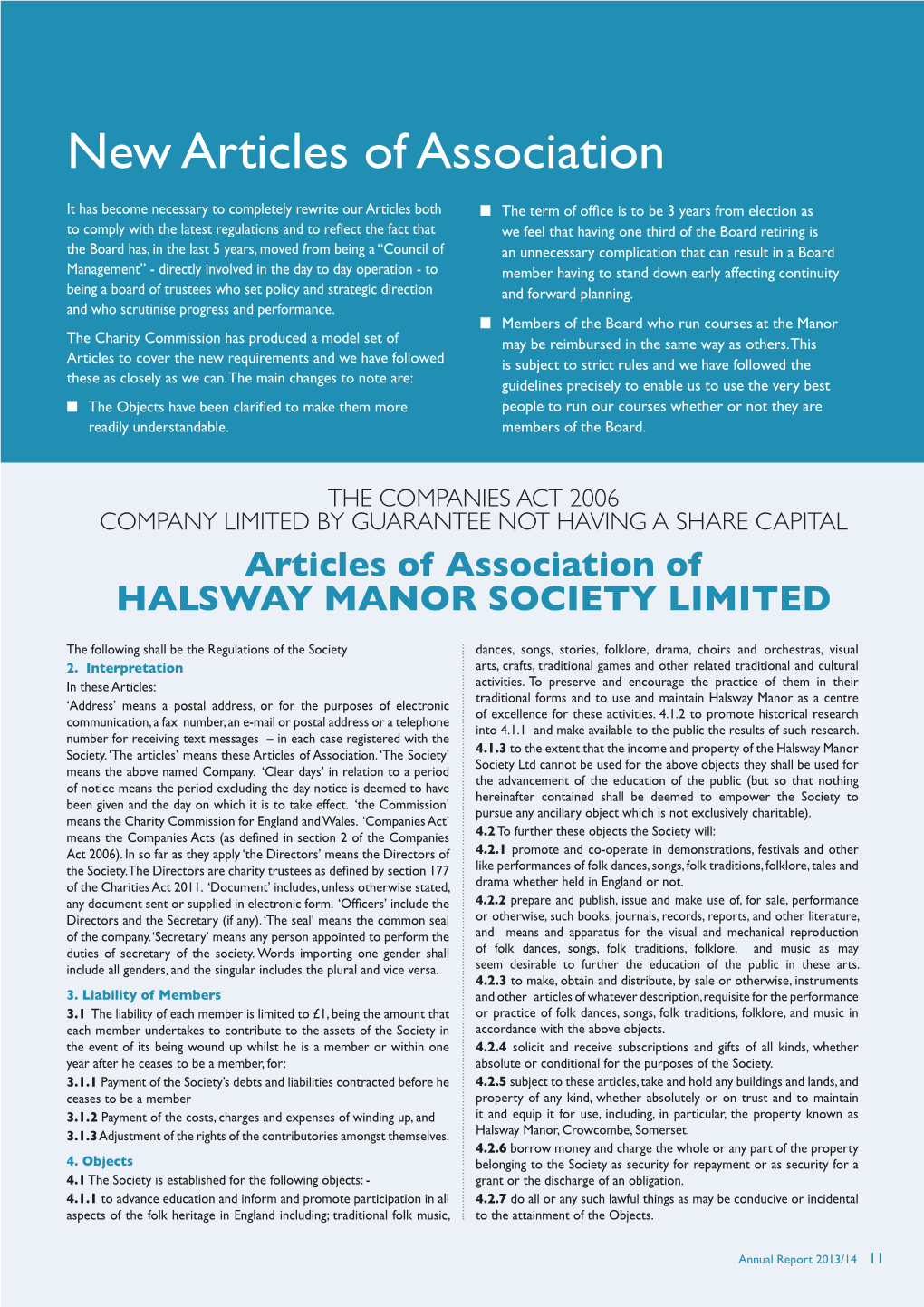 New Articles of Association