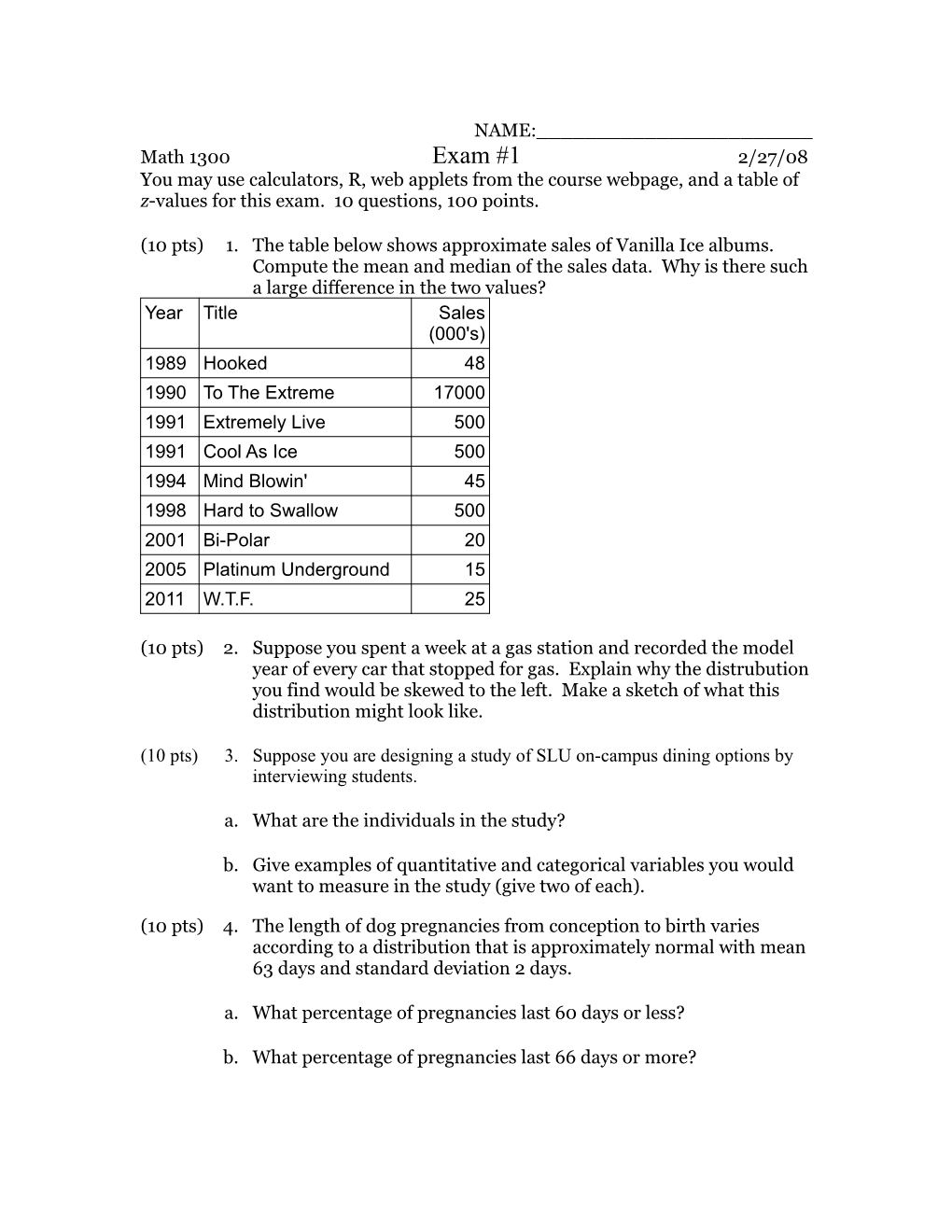 Sample Exam 1