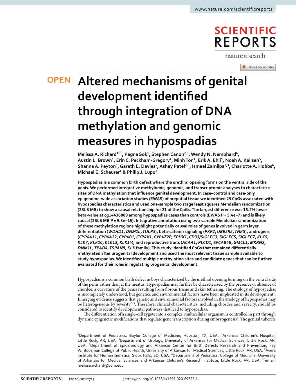 Altered Mechanisms of Genital Development Identified Through