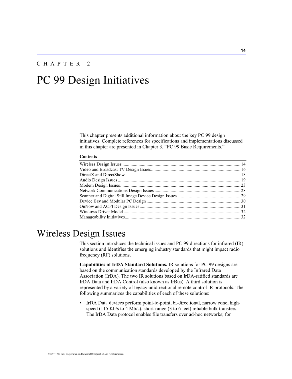 Chapter 2 PC 99 Design Initiatives 15