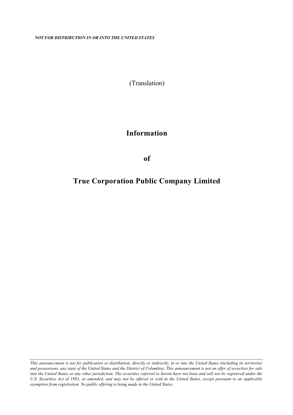 Information of True Corporation Public Company Limited 1