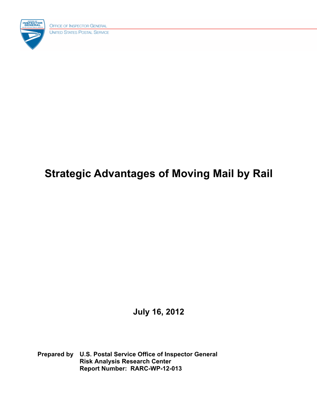 Strategic Advantages of Moving Mail by Rail