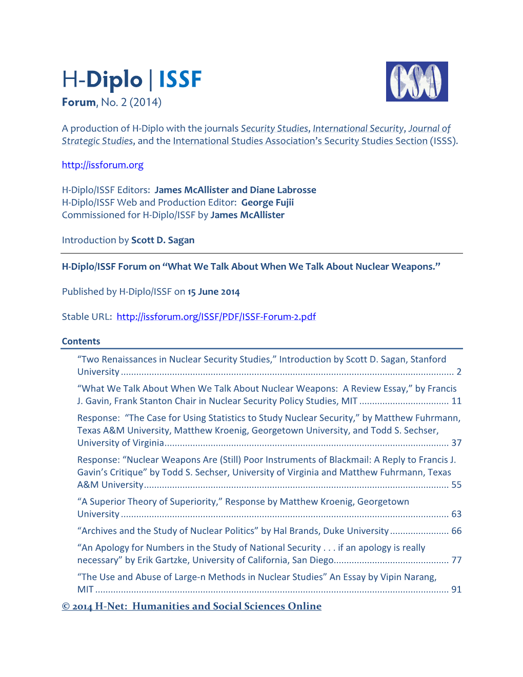 H-Diplo/ISSF Forum, No. 2 (2014)