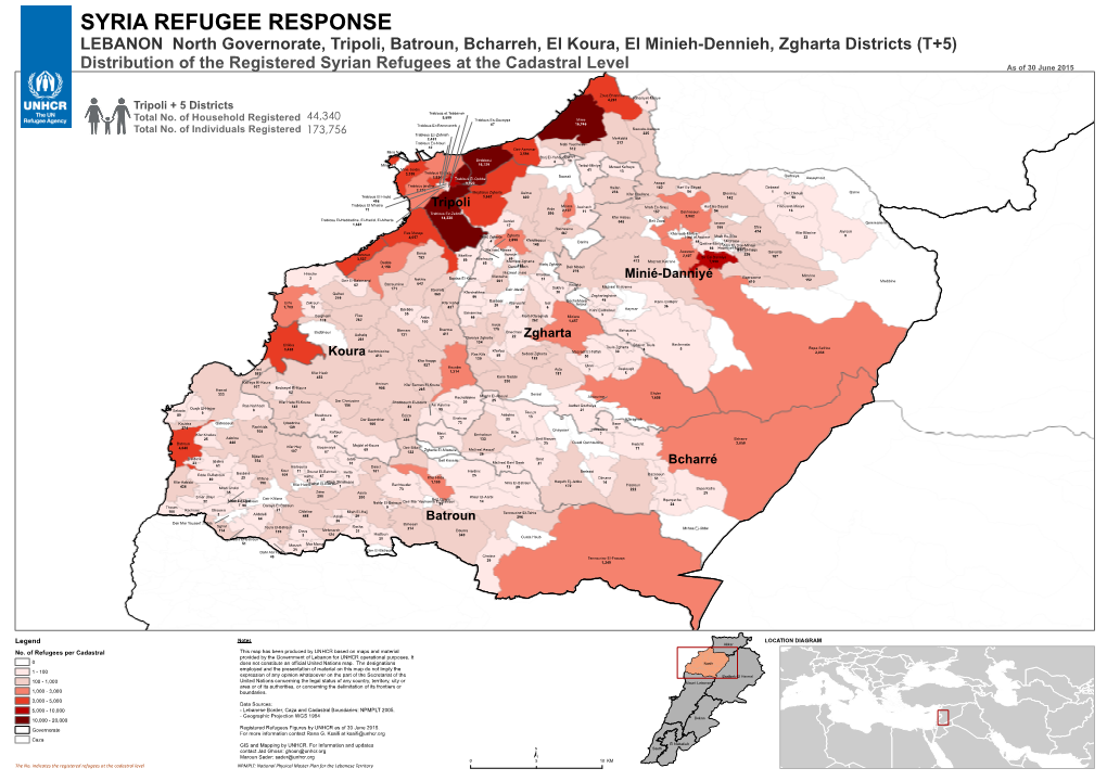 SYRIA REFUGEE RESPONSE LEBANON North Governorate, Tripoli, Batroun, Bcharreh, El Koura, El Minieh-Dennieh, Zgharta Districts (T+5)