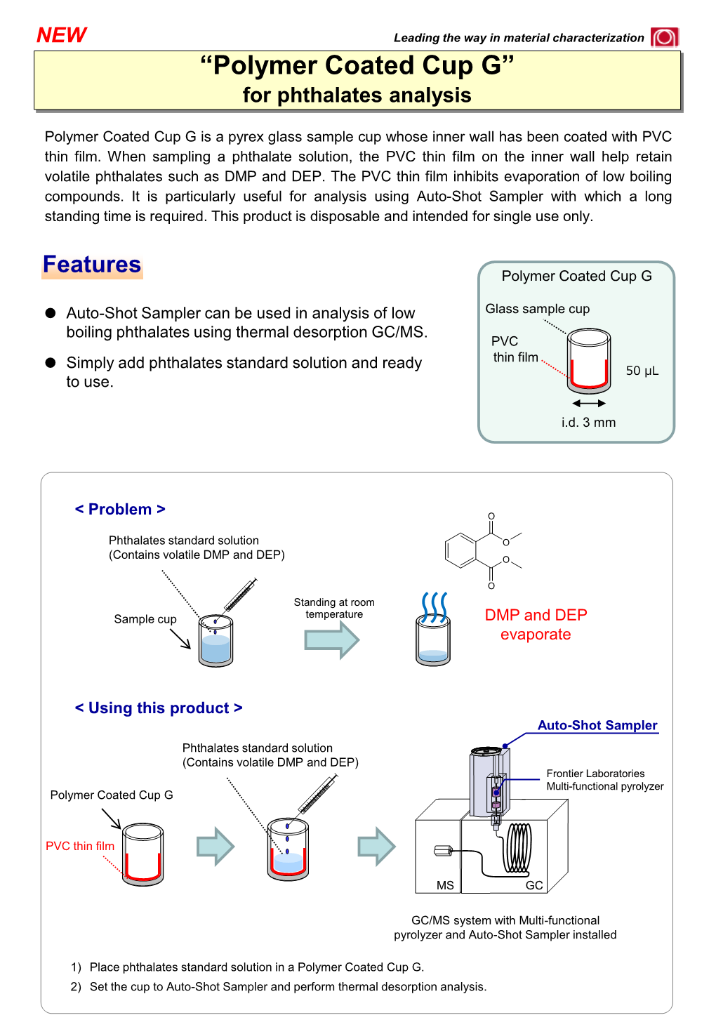 “Polymer Coated Cup G” for Phthalates Analysis