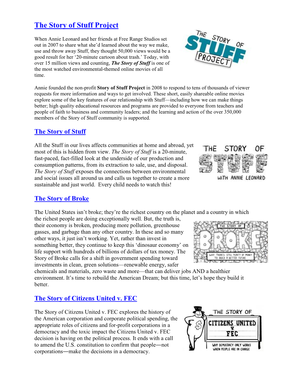 The Story of Stuff Project