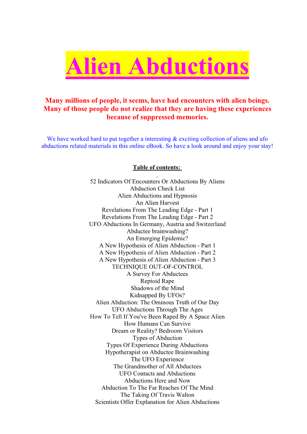 Alien Abductions