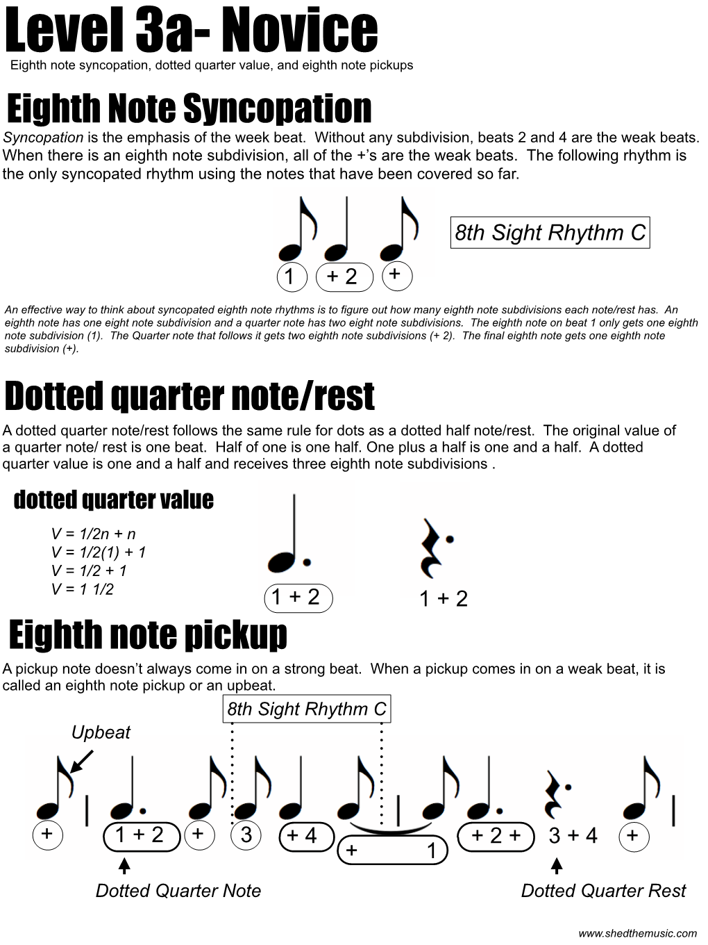 Eighth Note Syncopation, Dotted Quarters, Eighth Pickups