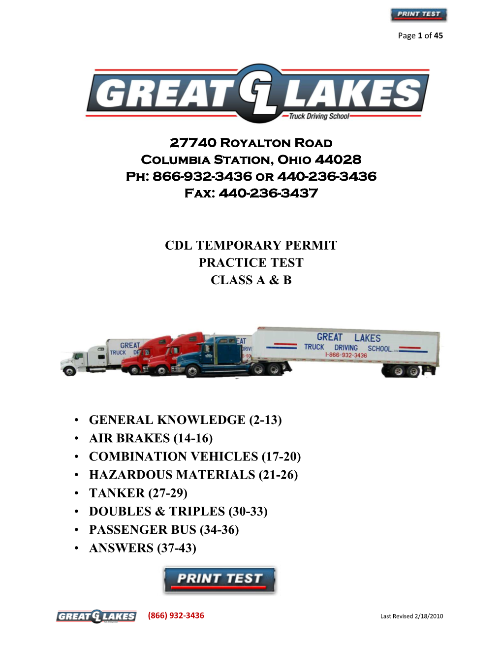 CDL Temporary Permit Practice Test-1X