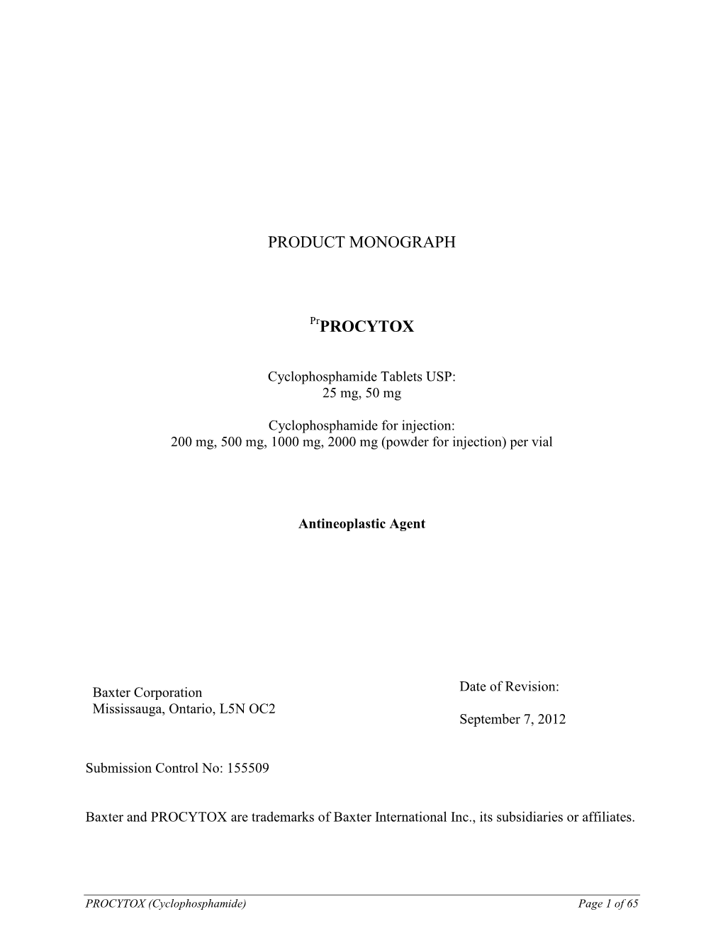 PRODUCT MONOGRAPH Prprocytox