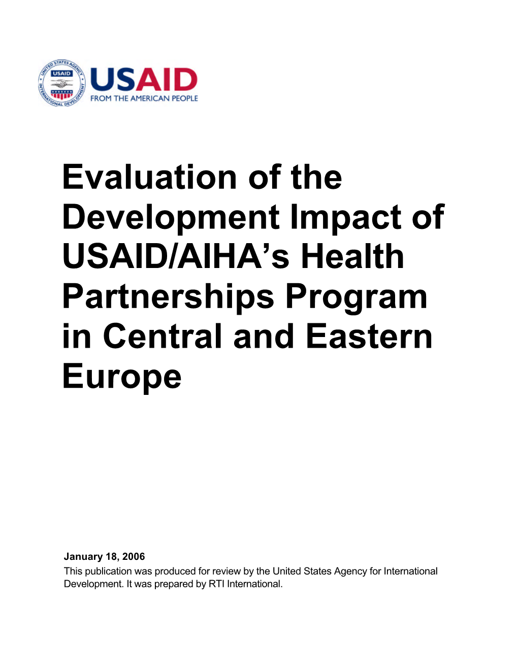 Evaluation of the Development Impact of USAID/AIHA's Health