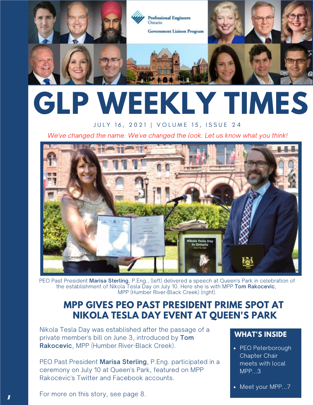 GLP WEEKLY TIMES J U L Y 1 6 , 2 0 2 1 | V O L U M E 1 5 , I S S U E 2 4 We've Changed the Name