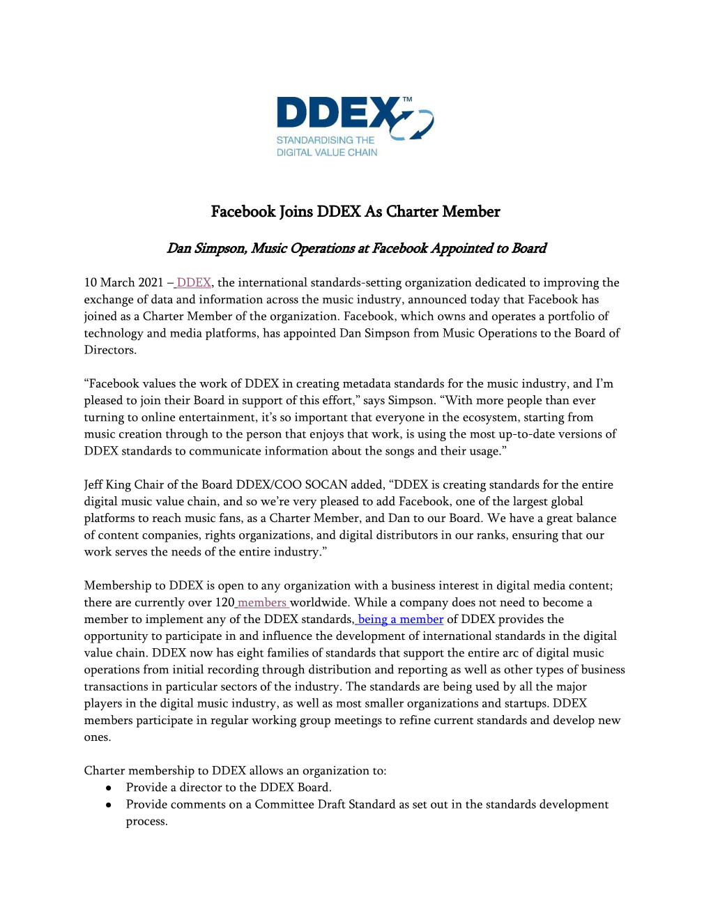 Facebook Joins DDEX As Charter Member