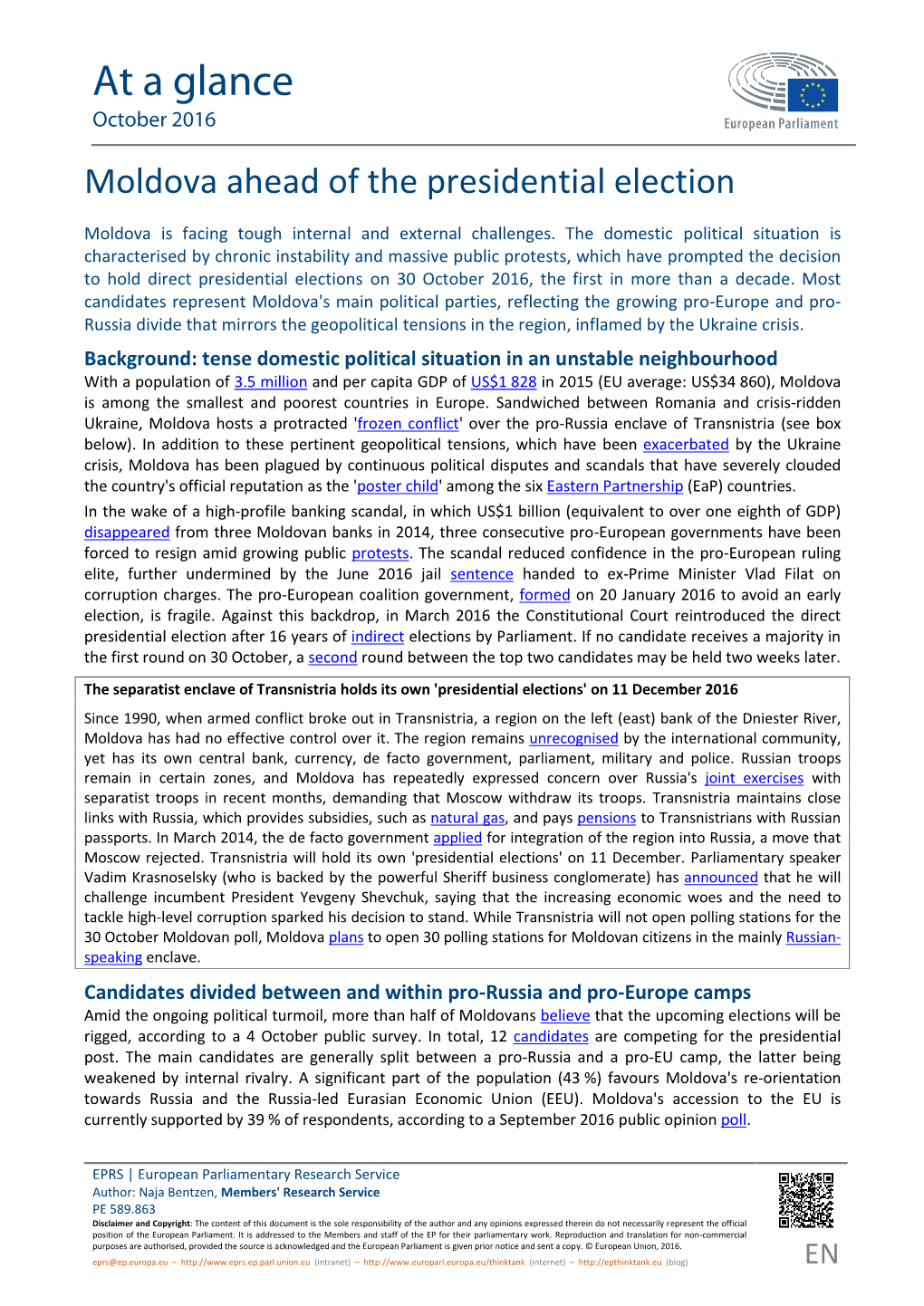 Briefing European Parliamentary Research Service