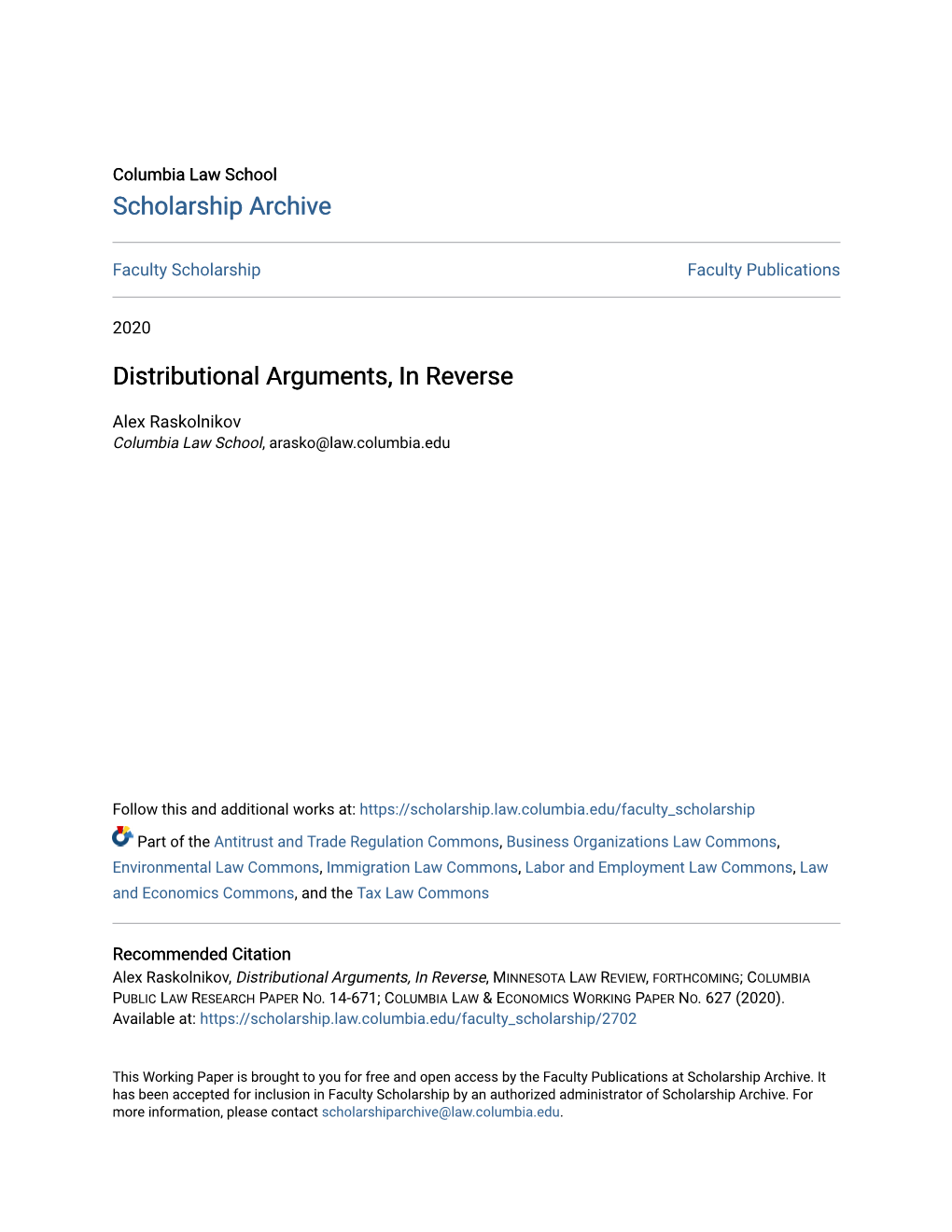 Distributional Arguments, in Reverse