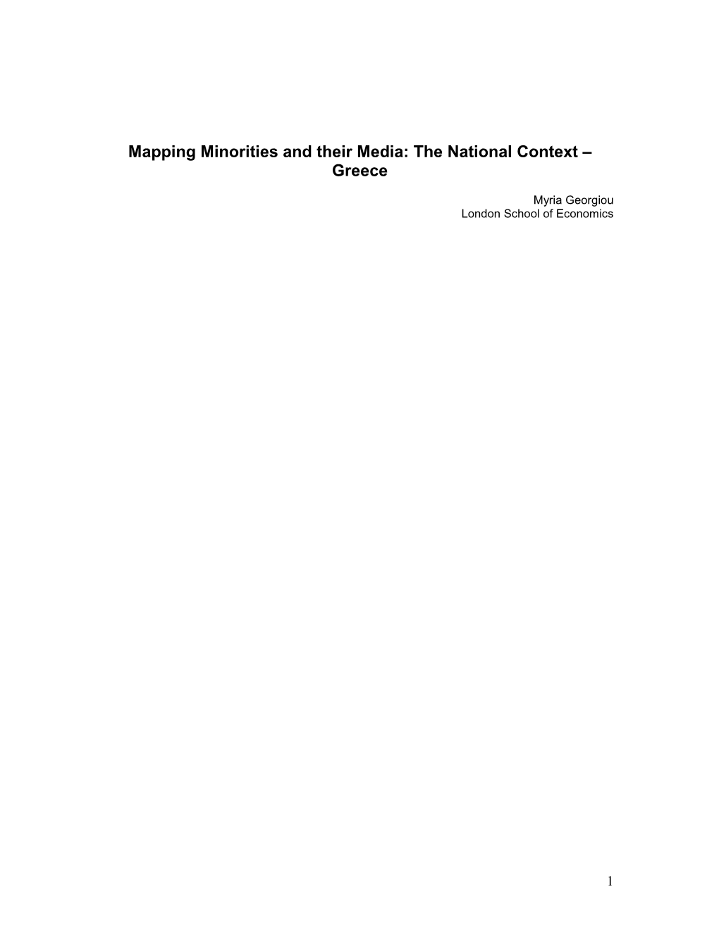 Mapping Minorities and Their Media: the National Context – Greece