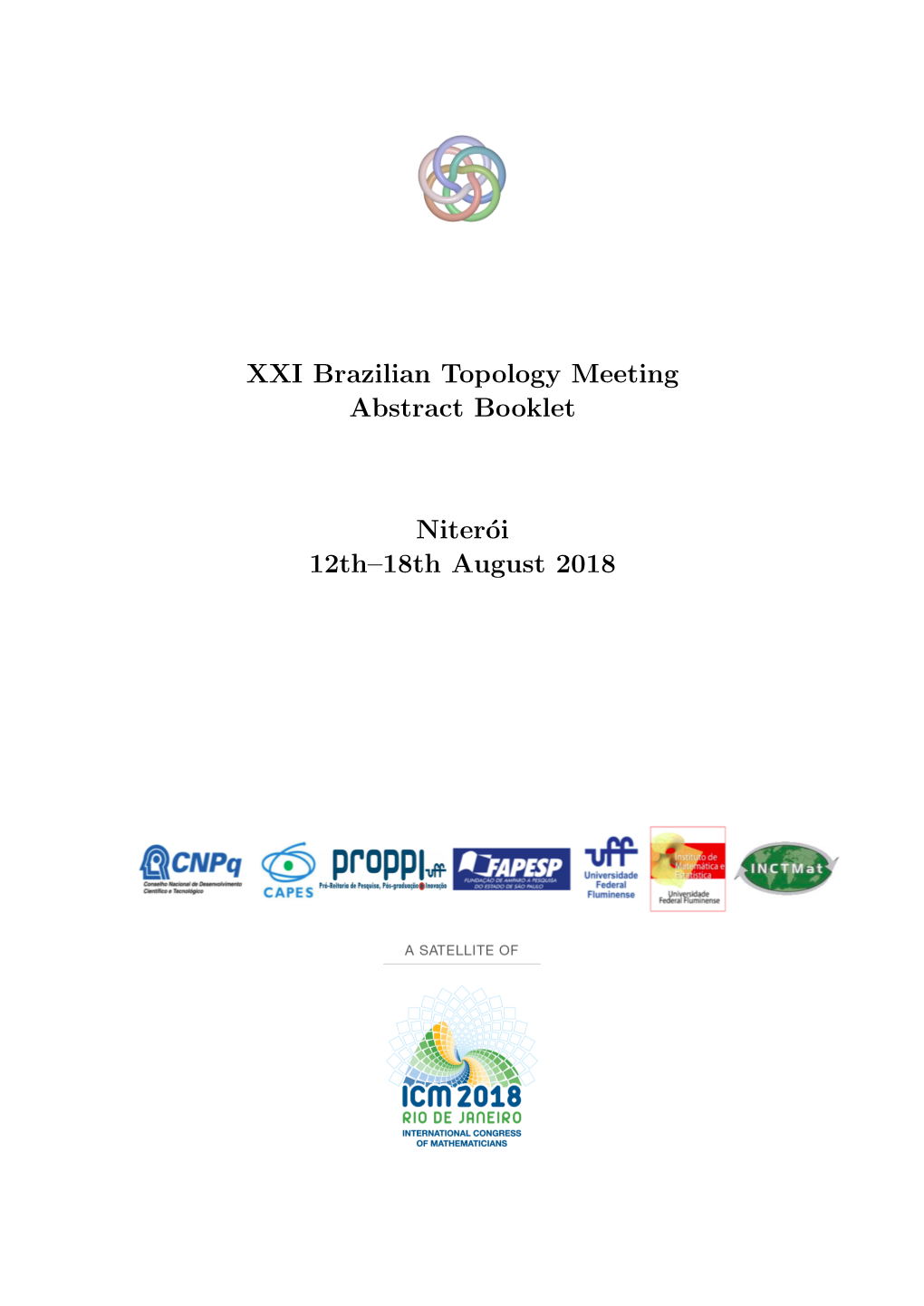 XXI Brazilian Topology Meeting Abstract Booklet Niterói 12Th–18Th