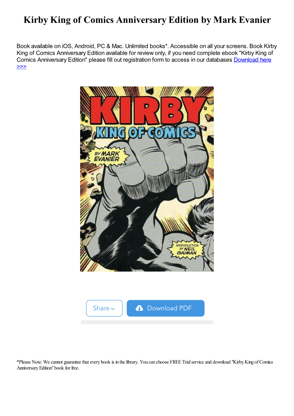 Kirby King of Comics Anniversary Edition by Mark Evanier