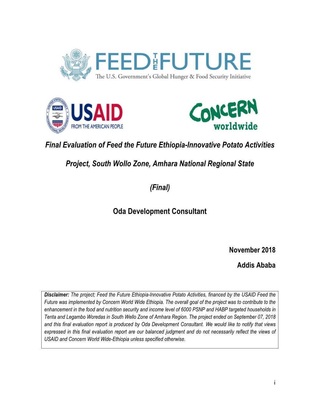 Final Evaluation of Feed the Future Ethiopia-Innovative Potato Activities