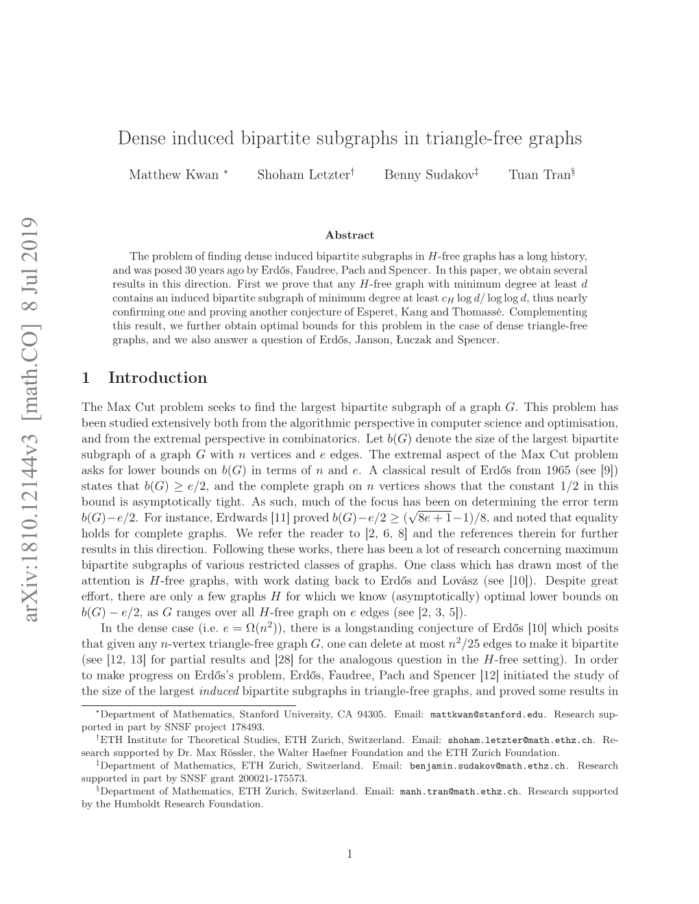 Dense Induced Bipartite Subgraphs in Triangle-Free Graphs