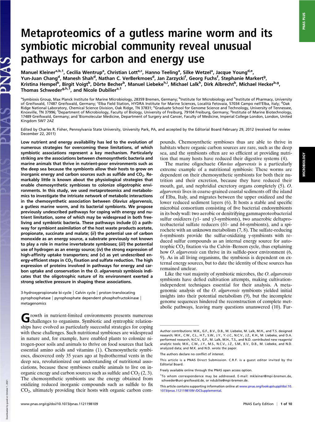 Metaproteomics of a Gutless Marine Worm and Its Symbiotic Microbial