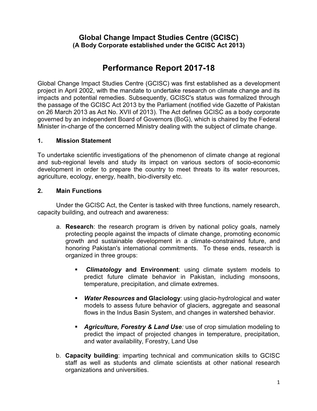 GCISC Performance Report 2017-18