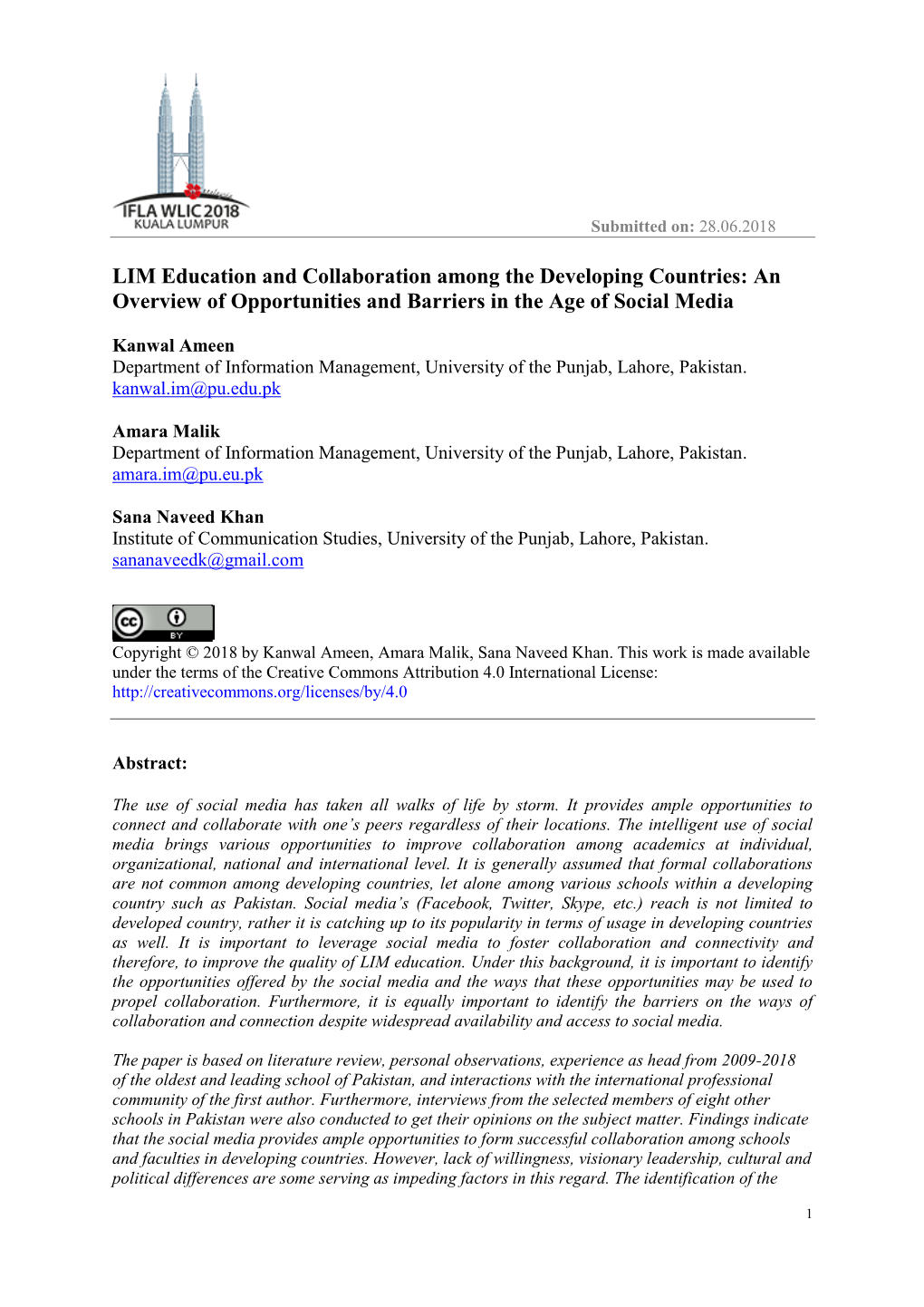 LIM Education and Collaboration Among the Developing Countries: an Overview of Opportunities and Barriers in the Age of Social Media