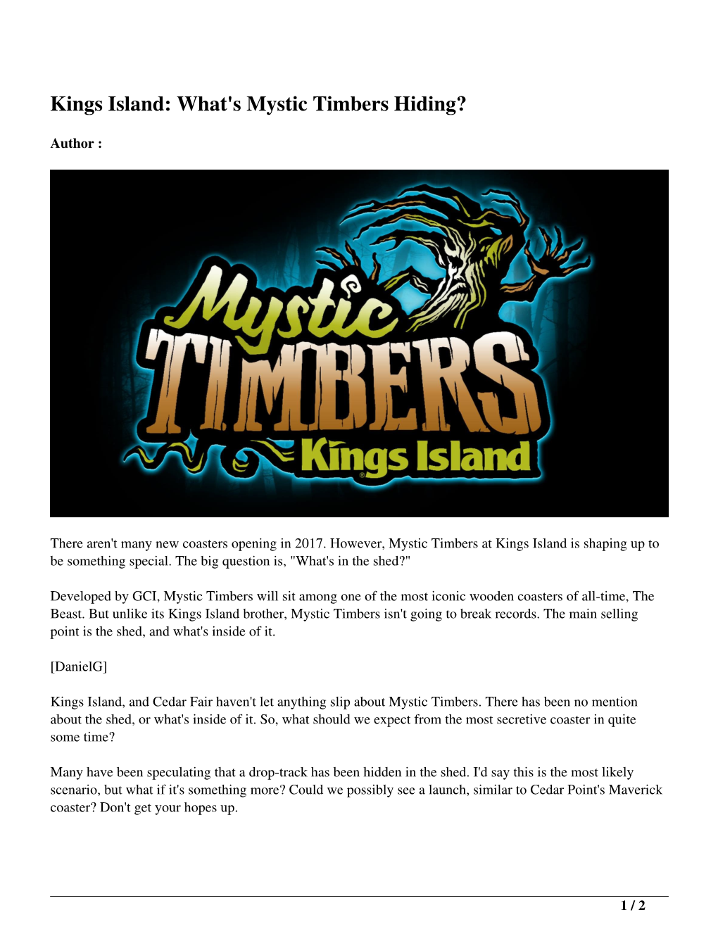 Kings Island: What&#8217;S Mystic Timbers Hiding?