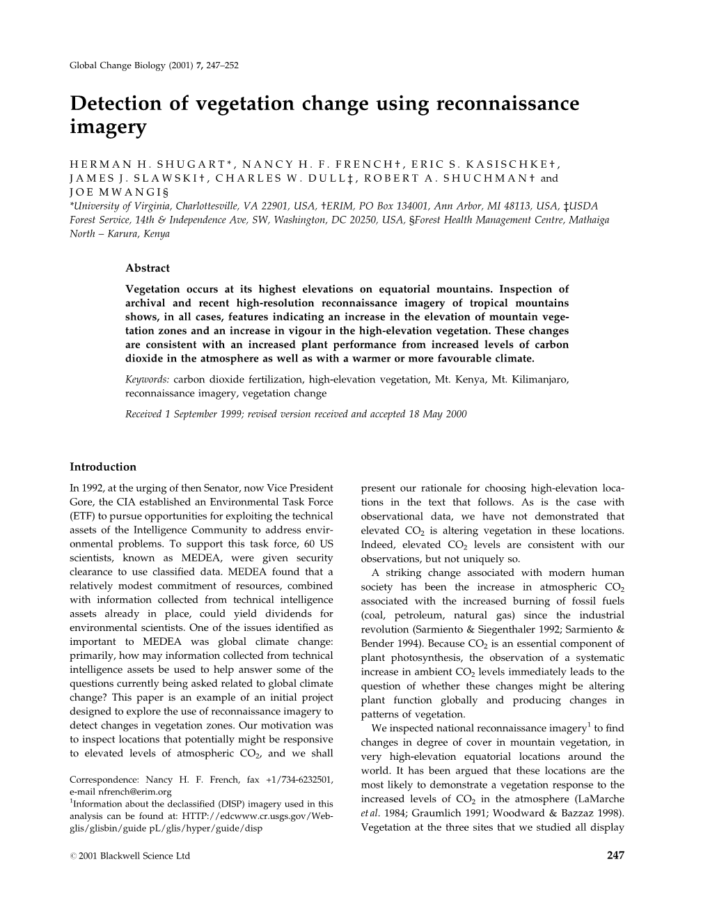 Detection of Vegetation Change Using Reconnaissance Imagery