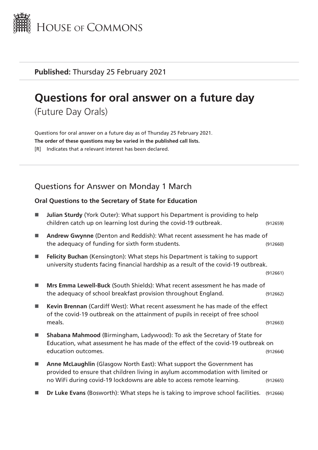 View Future Day Orals PDF File 0.11 MB