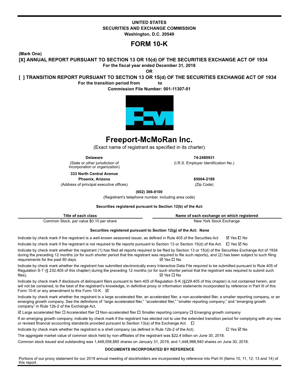 Freeport-Mcmoran Inc. (Exact Name of Registrant As Specified in Its Charter)