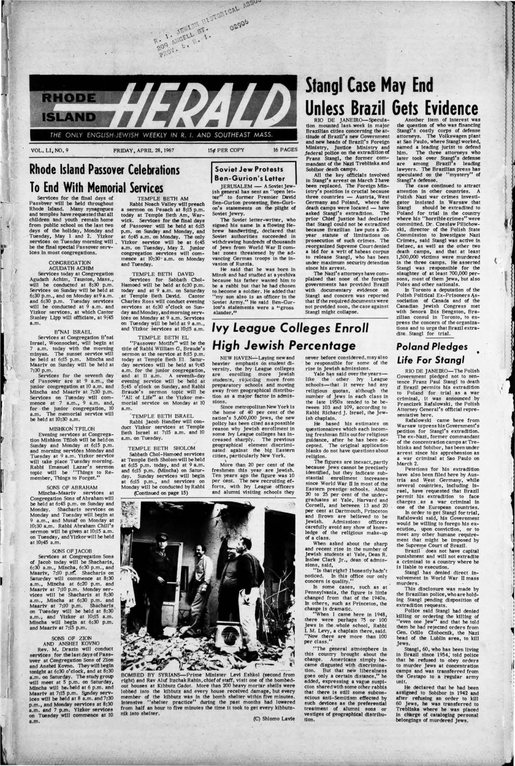 APRIL 28, 1967 !Sf PER COPY Jederal Police on the Extradition of Him