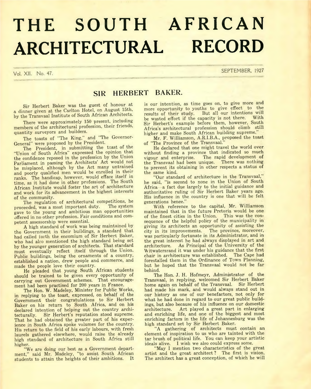 The South African Architectural Record