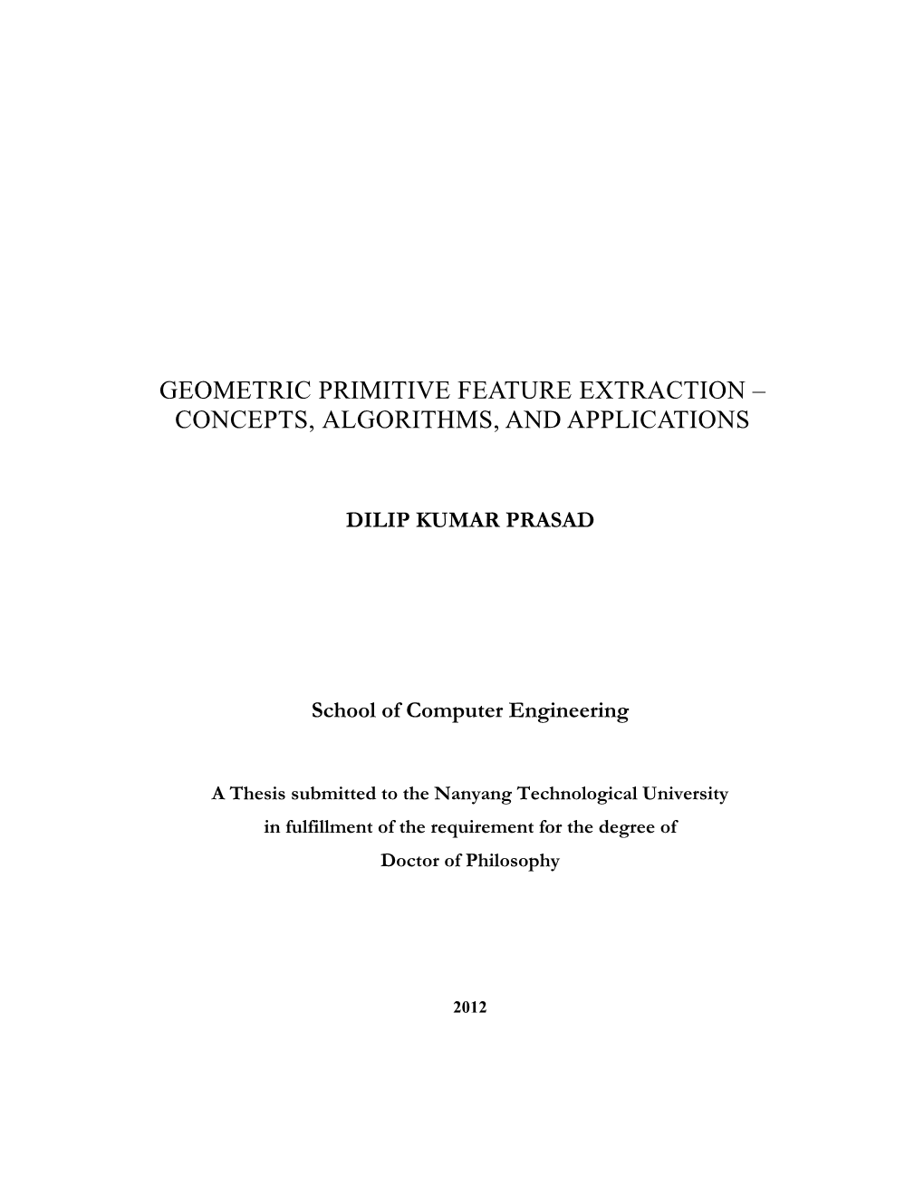 Geometric Primitive Feature Extraction – Concepts, Algorithms, and Applications