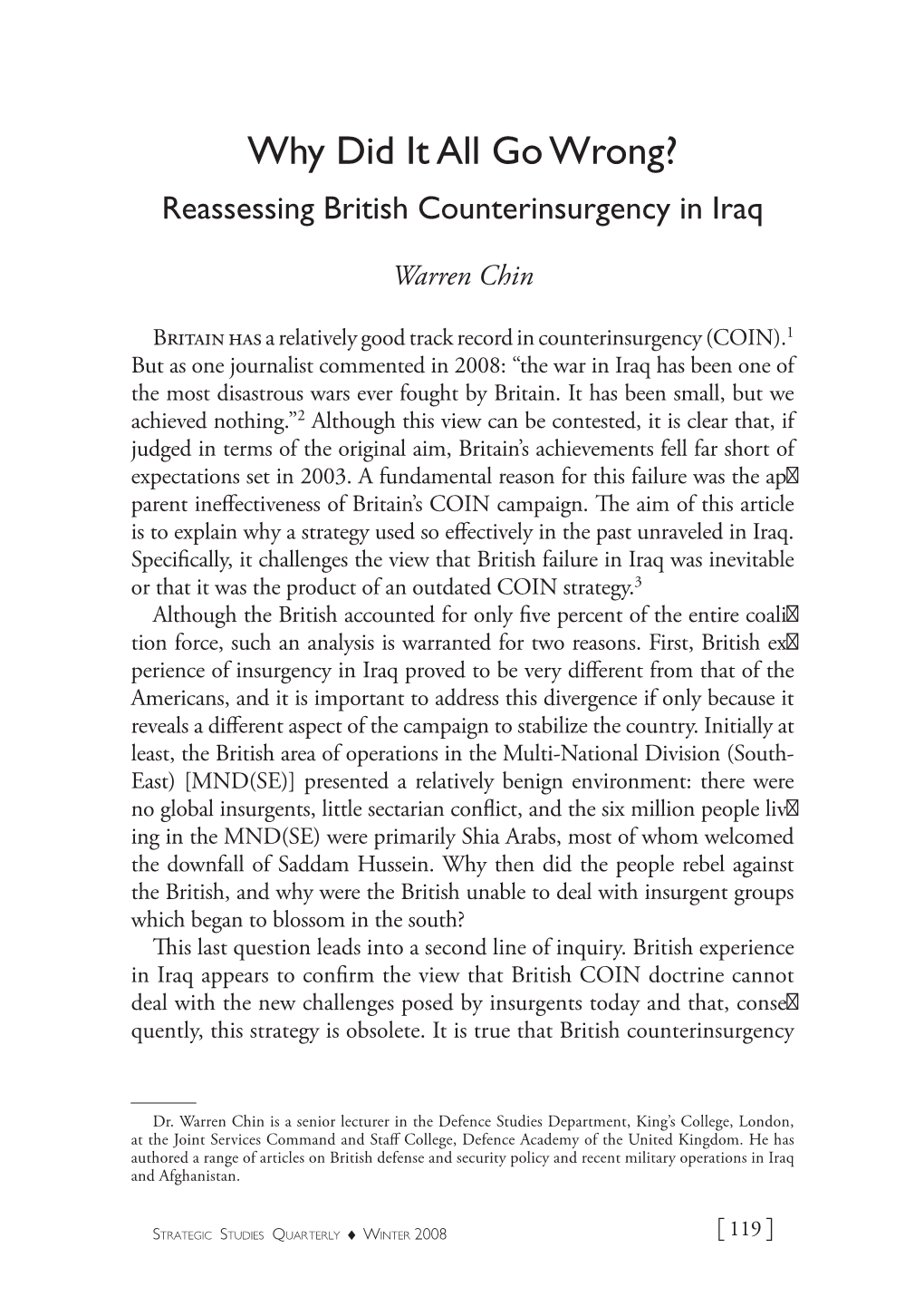 Reassessing British Counterinsurgency in Iraq