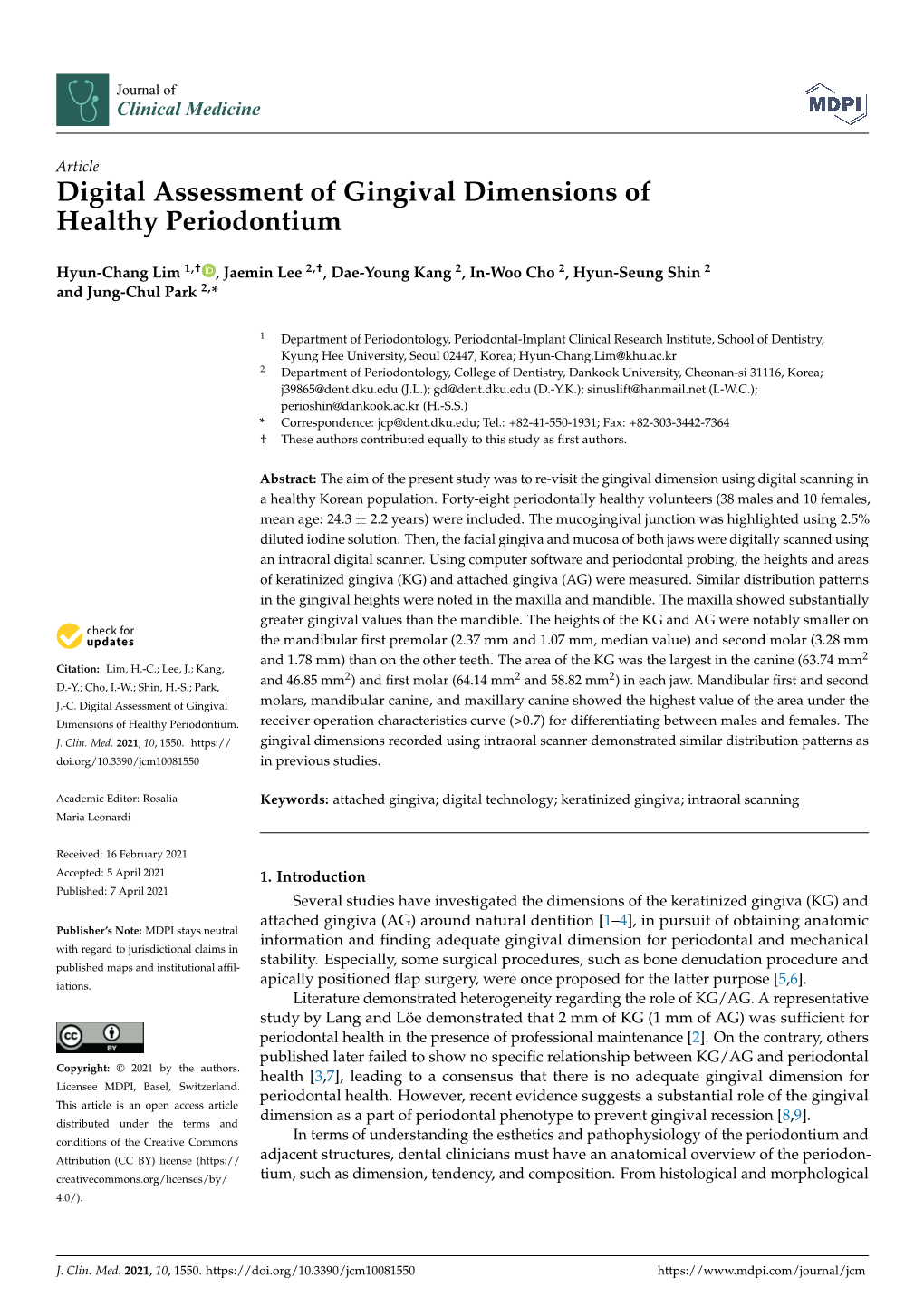 Digital Assessment of Gingival Dimensions of Healthy Periodontium