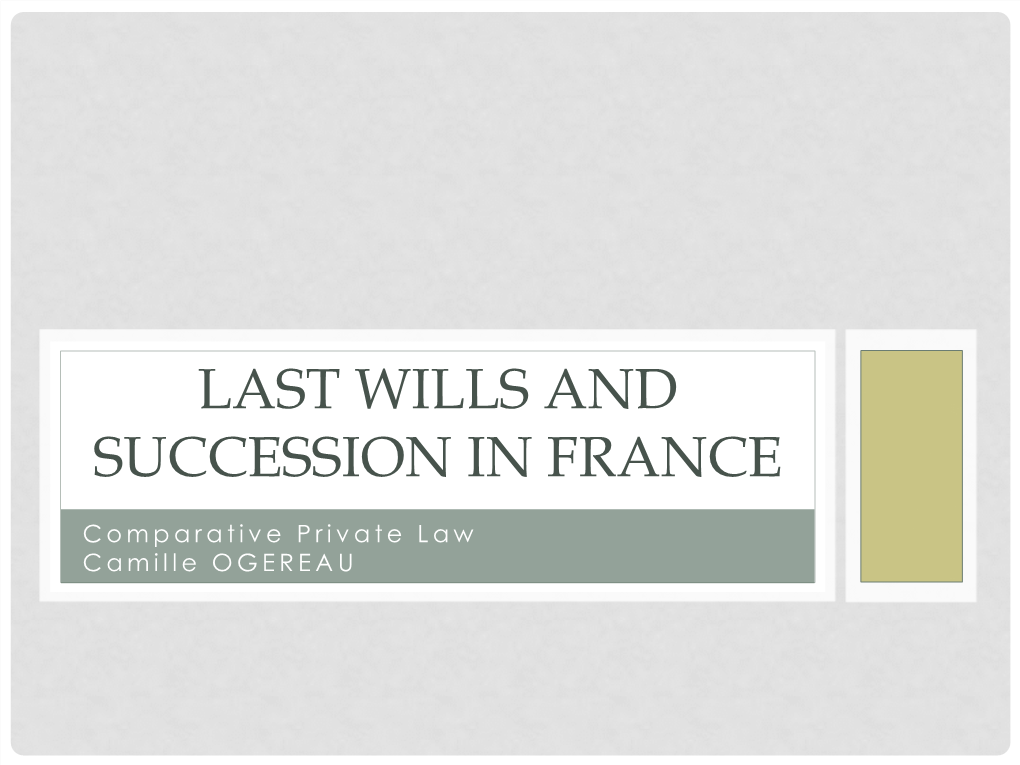 Last Wills and Succession in France
