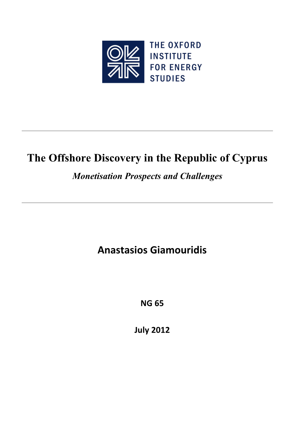 The Offshore Discovery in the Republic of Cyprus Anastasios